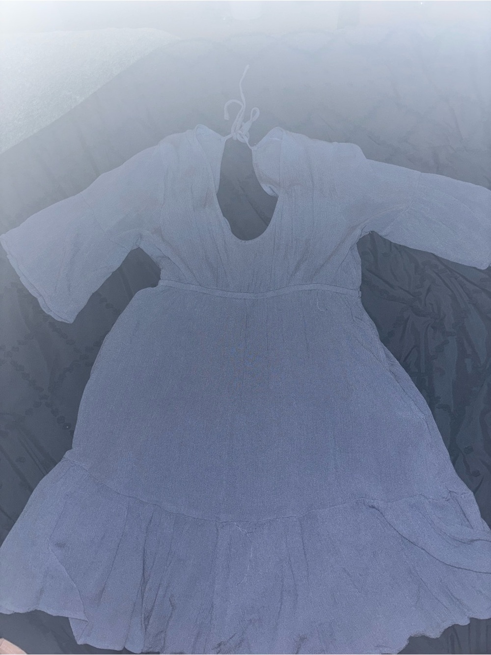 Women’s Blue Keyhole Tie-Back Dress